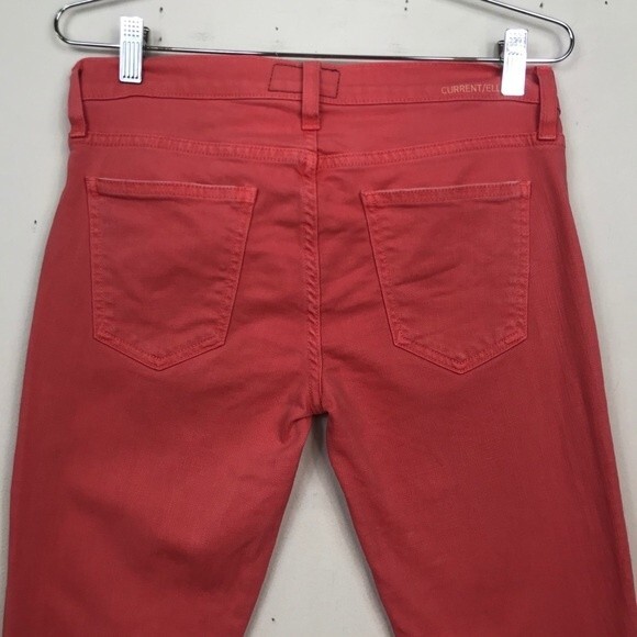 Current Elliott The Stiletto Faded Wagon Coral Red Jeans Skinny Ankle Crop 26 - Picture 13 of 15